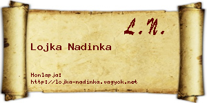Lojka Nadinka névjegykártya